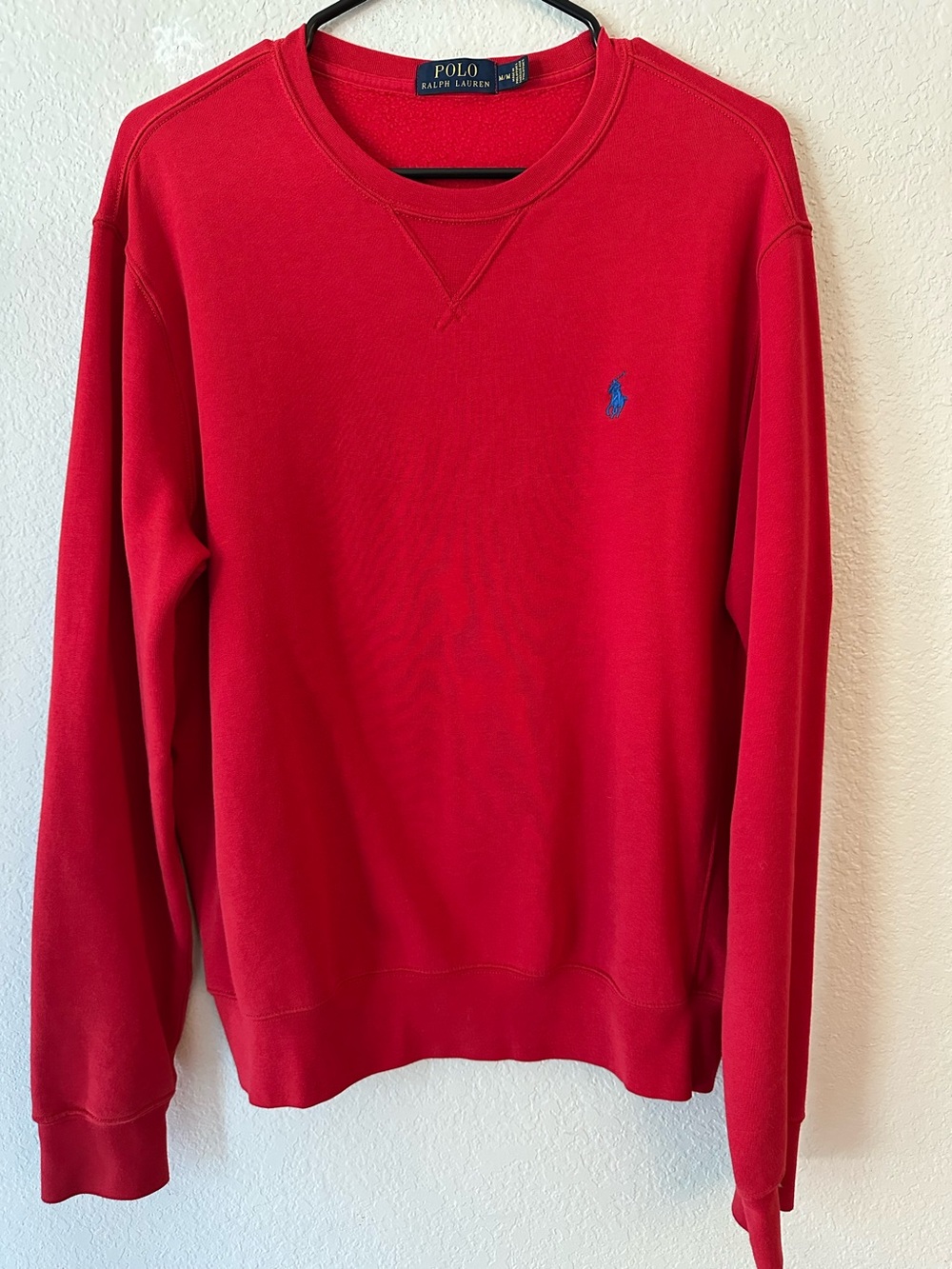 Polo Ralph Lauren Red Crewneck Sweatshirt Blue Pony Logo Size M